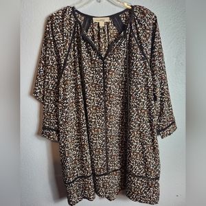 Michael Kors Brown Camouflage Casual Long Sleeve Dress